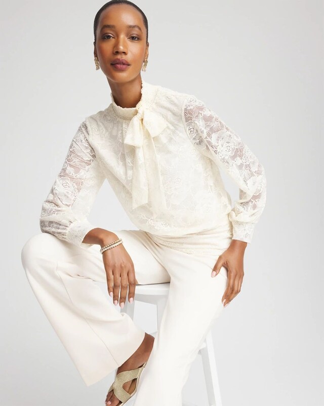 Tie-Neck Banded-Bottom Top - image 4